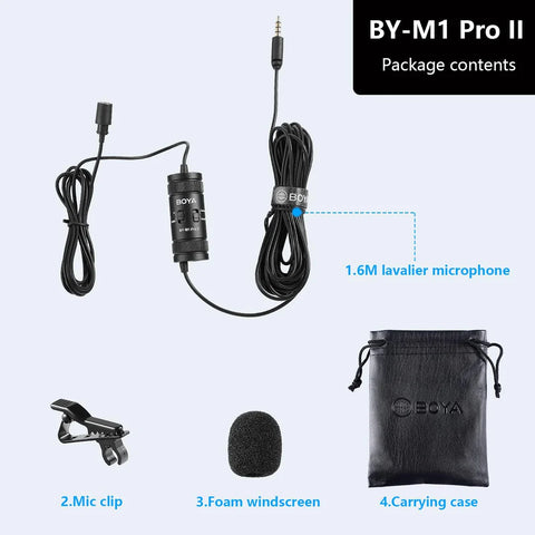 BOYA  BY-M1 Pro II - Lavalier Auxiliary Noise Cancelling Omnidirectional Microphone (Black)