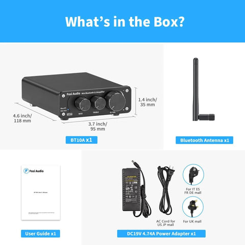 Fosi Audio BT10A Bluetooth Class-D Stereo Amplifier