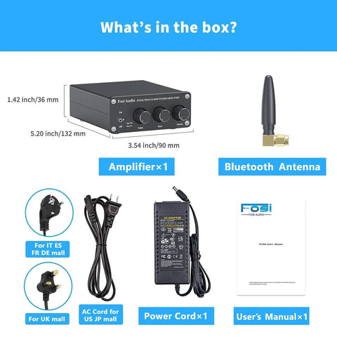 Fosi Audio BT20A-24V Class D Stereo 2 Channel Amplifier with BT
