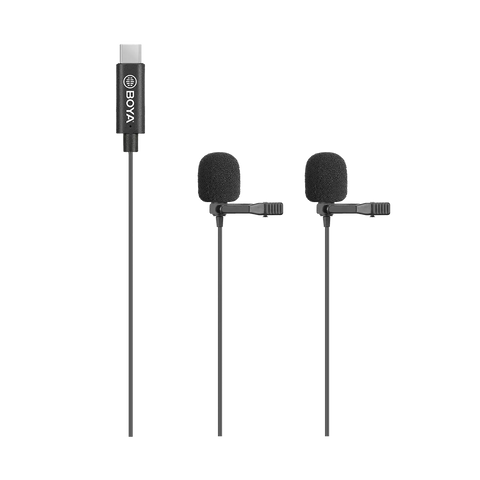 BOYA BY-M3D Digital Dual-Head Lavalier Omnidirectional Clip-on USB Type-C Connector with Microphone