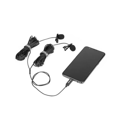 BOYA BY-M3D Digital Dual-Head Lavalier Omnidirectional Clip-on USB Type-C Connector with Microphone