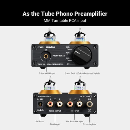 Fosi Audio Box X2-12V MM Turntable Phono Preamplifier